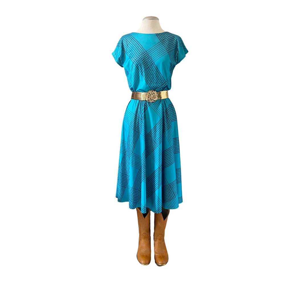 VINTAGE - CROSSROADS PRINT 80’S DAY DRESS sz. 38